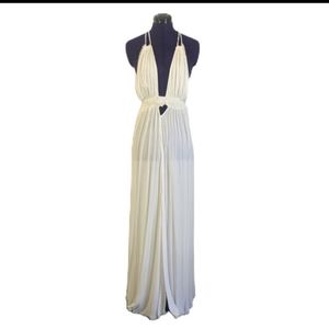 Free People Sheer White Cut Out Tassel Maxi Dress